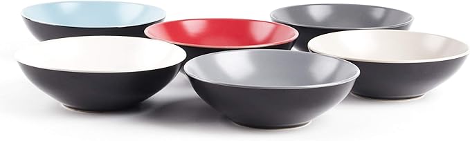 Colors Life 18pc Dinner Set，Very Cool - 6 Assorted Colors Cool Beige, Cool Grey, Light Grey, Frost Red,Turquoise and White