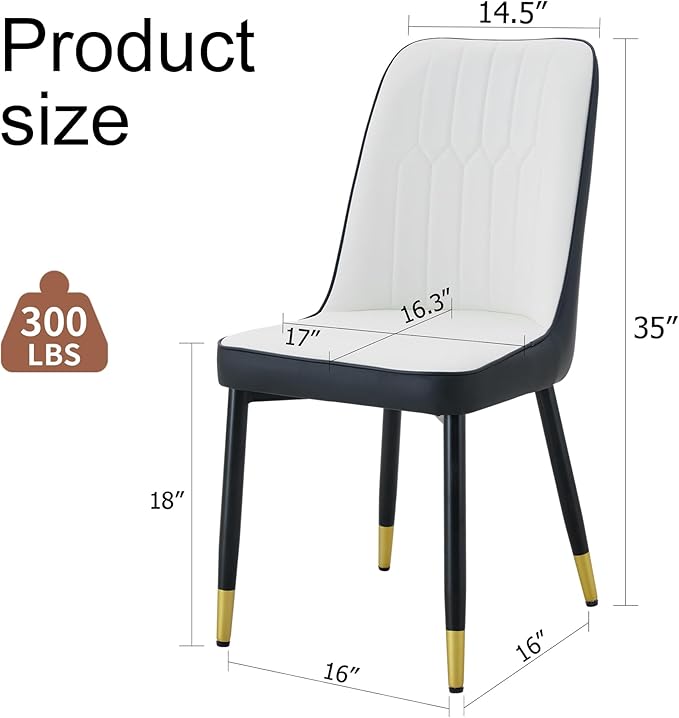 Dining Chairs Set of 6，Modern Dining Chairs, Equipped with PU Leather Backrest Cushions and Metal Legs, Suitable for Restaurants, Kitchens, and Dining Room Chairs