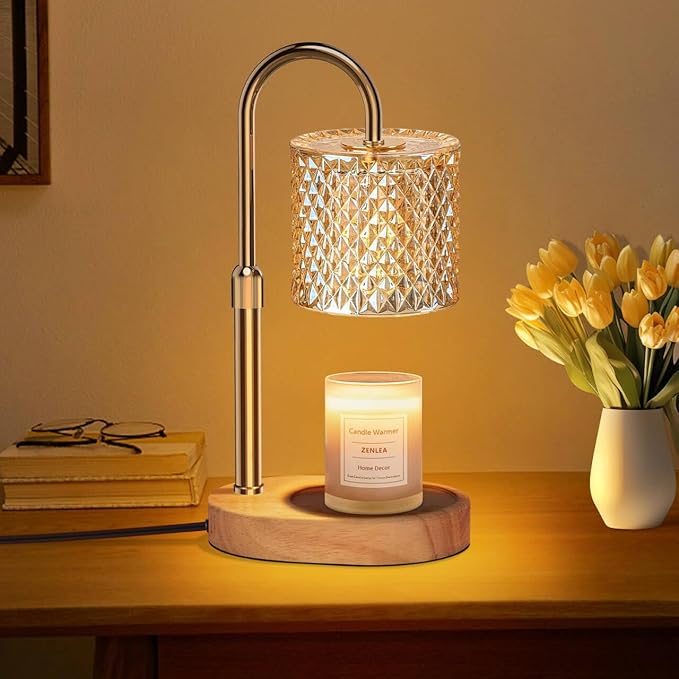 Candle Warmer Lamp with Timer, Candle Lamp with Dimmer, Wax Warmer Height Adjustable for Home Decor, Wax Melt Warmer for Scented Candles