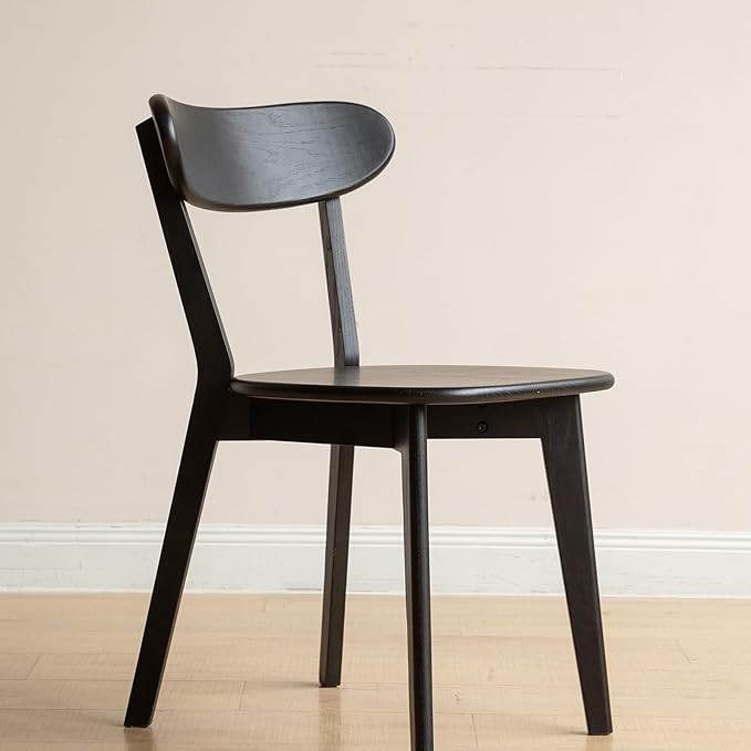 Set of 2 Black Wood Dining Chairs,FAS Grade Oak Dining Chairs, Sturdy Outer Sword-Leg Design in Black Finish for Restaurant, Cafe, and Modern Home Kitchen,Easy Assembly,400 lb Capacity