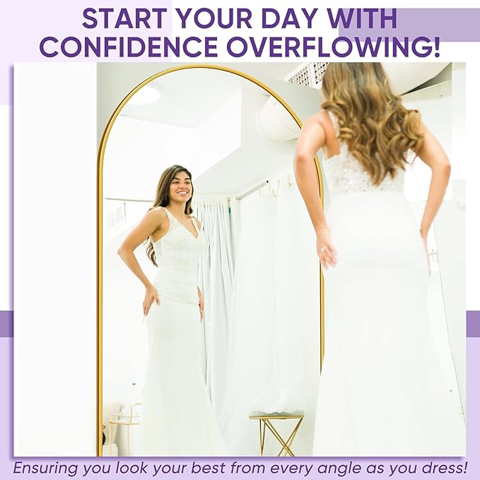 Floor Mirror, 41"×81" Full Length Mirror with Stand for Bedroom Living Room, Gold