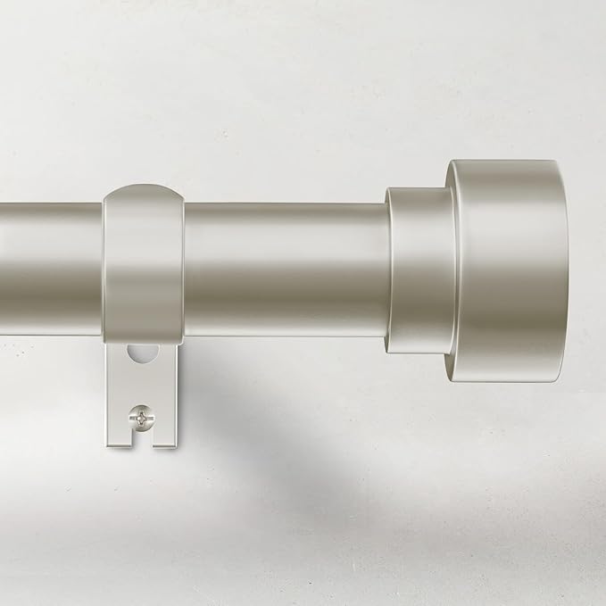 Time Forest Curtain Rods for Windows 66 to 120, 1 Inch Adjustable Heavy Duty Long Window Outdoor Curtain Rod for Patio, Drapery Rods with Simple End Caps, Size 32"-120", Brushed Nickel