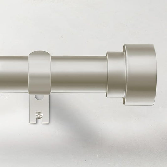 Time Forest Curtain Rods for Windows 66 to 120, 1 Inch Adjustable Heavy Duty Long Window Outdoor Curtain Rod for Patio, Drapery Rods with Simple End Caps, Size 32"-120", Brushed Nickel