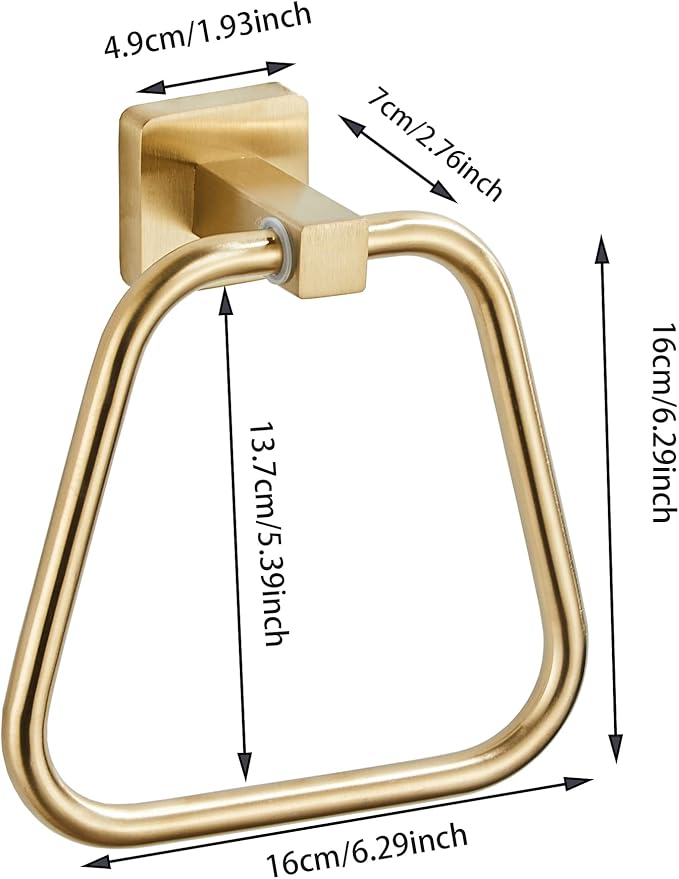 Brushed Gold Towel Ring for Bathroom 2 Pack, Kitchen Bath Towel Holder Hangers Wall Mount Heavy Duty Stainless Steel