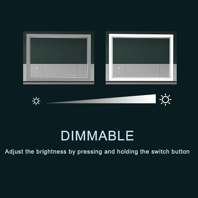 24" x 30" LED Bathroom Mirror LED Wall-Mounted Anti-Fog Mirror Bathroom Mirror with Lights LED Vanity Mirror Dimmable Lighted Bathroom Mirror