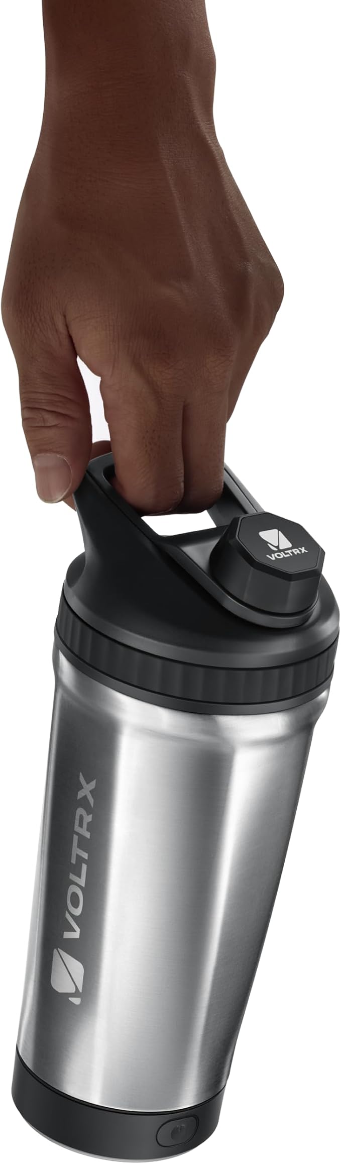 VOLTRX ChillMix Shaker Bottle Insulated Stainless Steel - USB C Rechargeable Electric Protein Shake Mixer, Shaker Cups for Protein Shakes and Meal Replacement, Neon Carrot, 16 oz