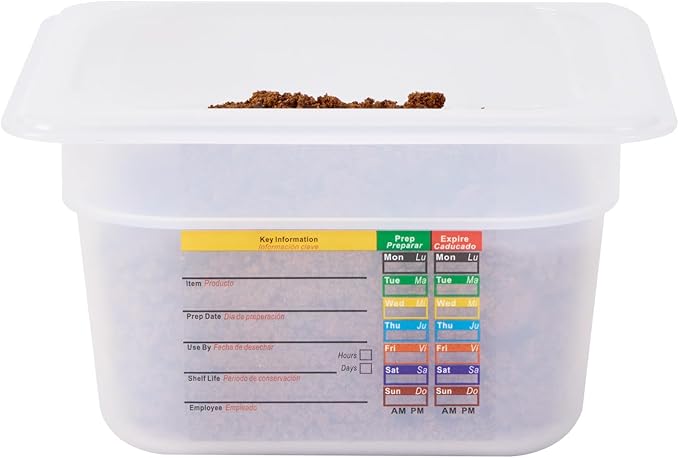 Restaurantware Food Pans Pack of 10 Plastic Square Food Containers 1/6 Size with Traceability Label, Storage Containers Dishwashable Hot Cold Friendly for Restaurants Buffet Commercial Use