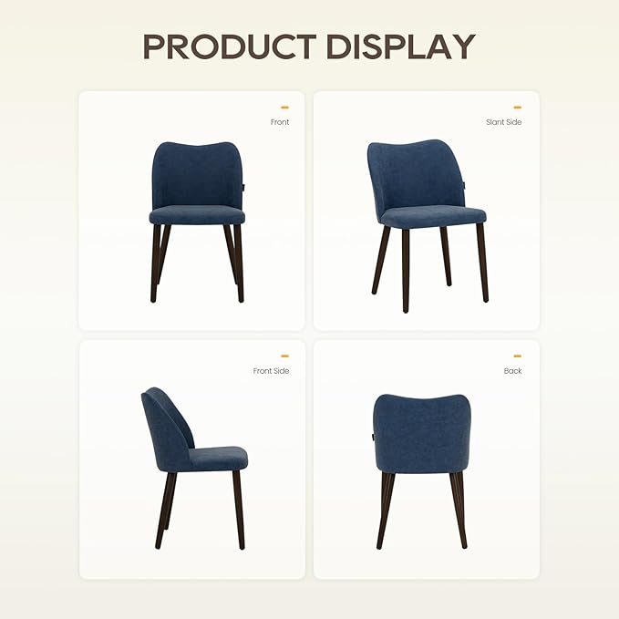 Wooden Dining Chairs Set of 6, Upholstered Kitchen Dining Room Chair, Modern Farmhouse Dinner Chair for Restaurant & Cafe, Blue