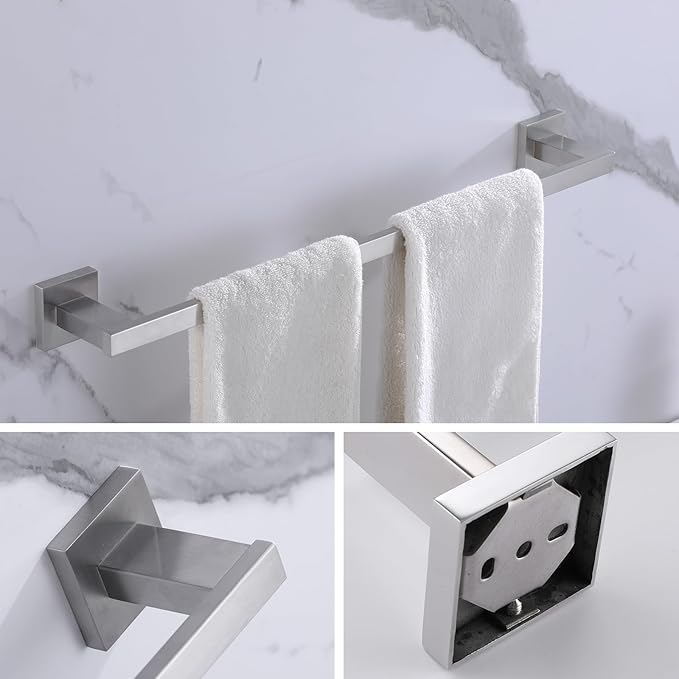 LANC Hand Towel Bar for Bathroom Wall Mounted 16-Inche 40CM Brushed Nickel Bath Towel Rack Stainless Steel Towel Rod for Toilet Kitchen Towel Holder Towel Hanger Towel Rail, A9010BN-L4