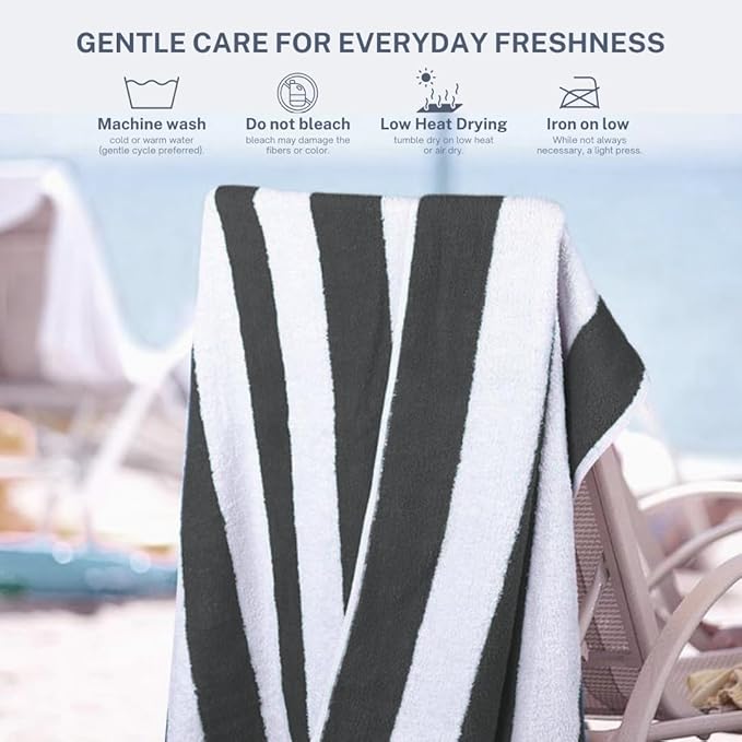 Cotton Turkish Beach Towel with Towels Oversized 36"x72" Pool Absorbent Extra Large Quick Dry Sand Travel Towel (Cabana Mix, 4 Pack)