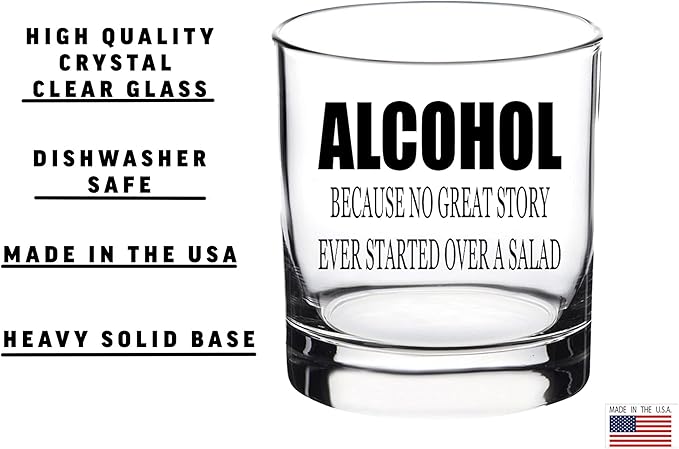 Rogue River Tactical Funny Alcohol Salad Old Fashioned Whiskey Glass Drinking Cup Gift For Him Men Dad Grandpa