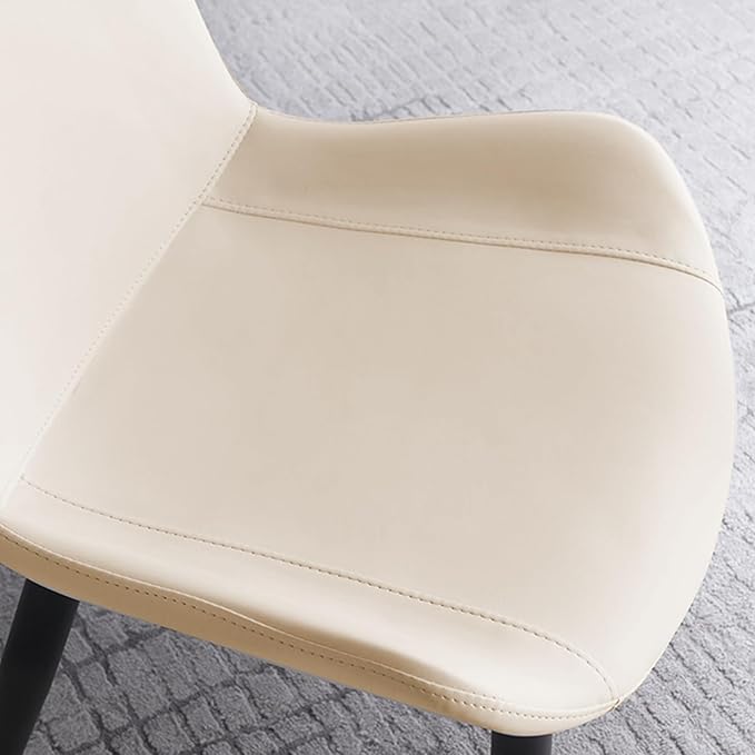 Dining Chairs, Modern PU Leather Dining Room Chair with Sturdy Metal Legs, Upholstered Seat Dinner Chairs Accent Side Chairs for Indoor Kitchen Living Room (Beige, Set of 8)