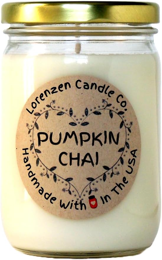 Pumpkin Chai Soy Candle, 12oz | Handmade in The USA with 100% Soy Wax