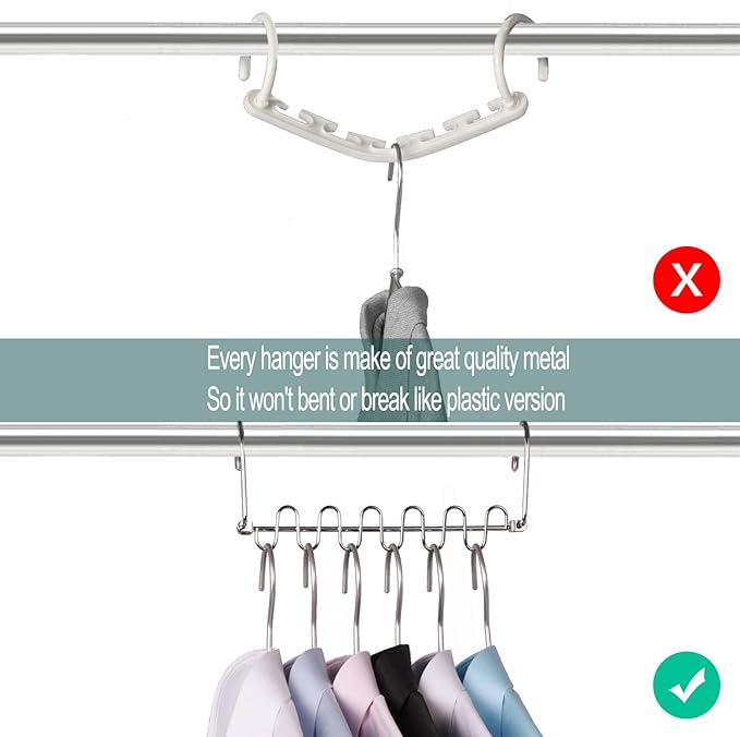 Meetu Closet Organizer - 9.5 Inch Cloth Hanger Magic Space Saving Hangers for Wardrobe Organization (Pack of 8)