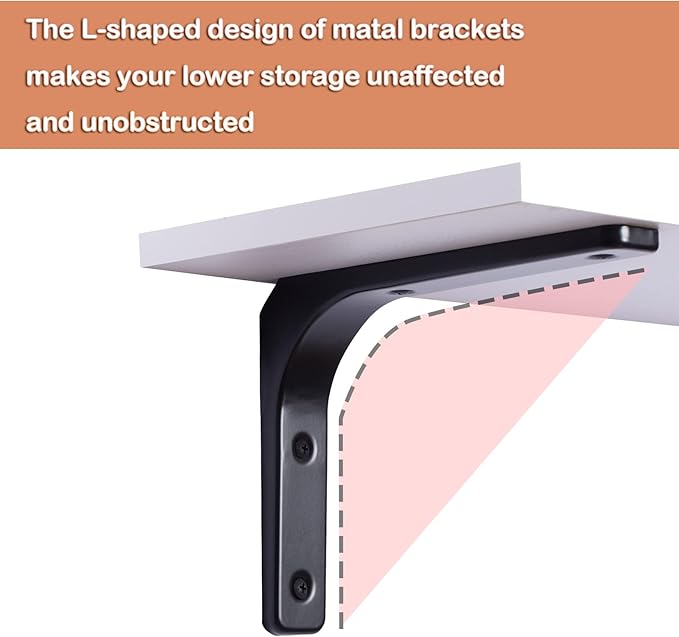 DINZI LVJ Long Wall Shelves, 39.4Inch Wall Mounted Shelves Set of 2, Extra Large Floating Storage Ledges with Sturdy Metal Brackets for Living Room, Bathroom, Bedroom, Kitchen, White