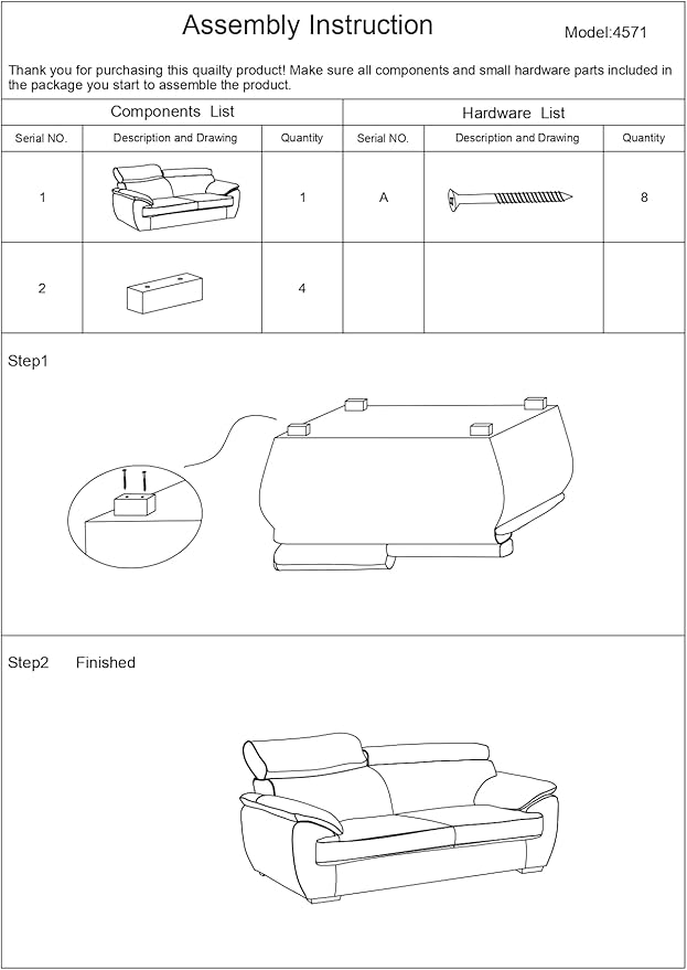 Blackjack Furniture 4571 Veal Collection Modern Genuine Leather Loveseat with Adjustable Headrest, Sturdy Wood Frame and Stainless Steel Legs, Stylish Living Room Love Seat, Gray
