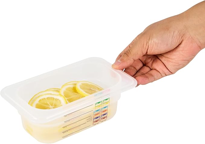 Restaurantware Food Pans Pack of 10 Plastic Rectangle Food Containers 1/9 Size with Traceability Label, Storage Containers Dishwashable Hot Cold Friendly for Restaurants Buffet Commercial Use