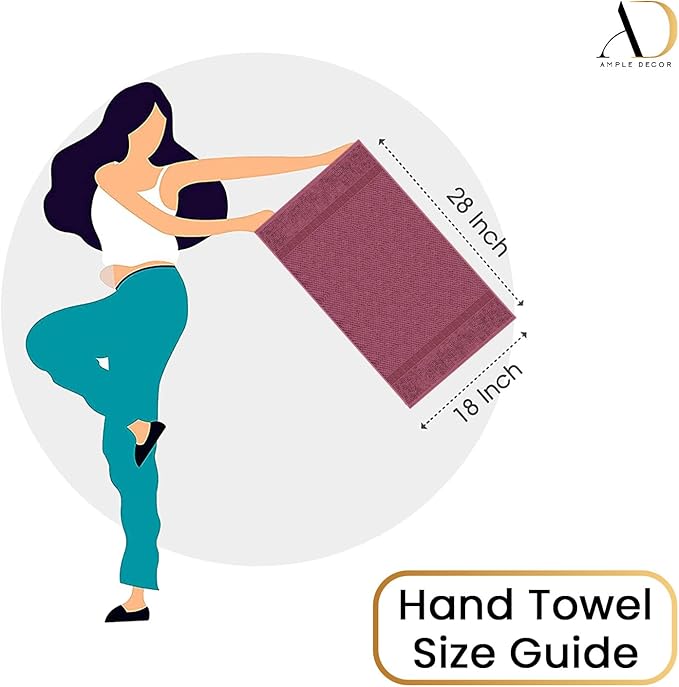 Ample Decor 100% Cotton Hand Towel for Kitchen Set of 12, Absorbent Premium Quality for Bathroom, Hotel, Spa, Gym, Kitchen - 18 X 28 Inch, Grape Purple, Mulaayam Collection