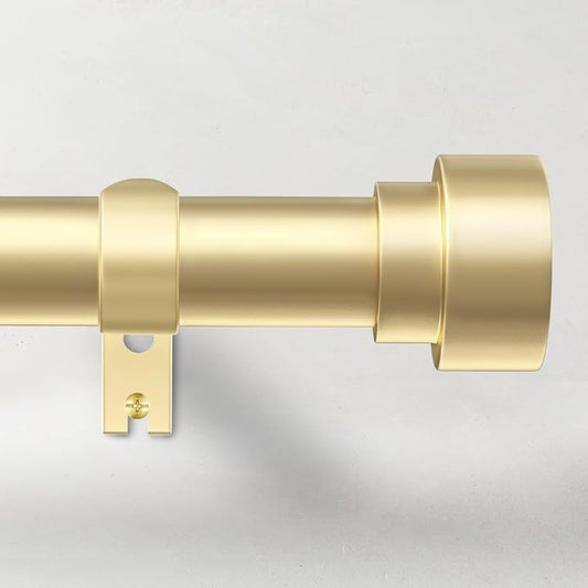 Time Forest Gold Curtain Rods for Windows 32 to 120 Inch (2.6-10 Feet), 1 Inch Diameter Adjustable Heavy Duty Extra Long Curtain Rod, Modern Style Indoor Outdoor Window Drapery Rods with End Caps