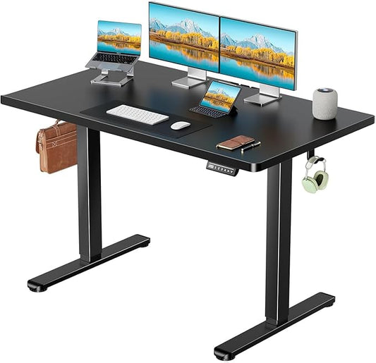 Marsail Electric Standing Desk with One-Piece Desktop,55 x 30 inch Height Adjustable Office Gaming Computer Desk with Deeper Tabletop,Home Office Stand up Desk with 4 Memory Presets, 2 Packages