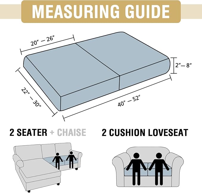 H.VERSAILTEX Stretch Chenille Couch Cover Furniture Protector Seat Cushion Sofa Cover 2 Cushions Non-Slip Couch Covers for Sofa Pets with Elastic Bottom (2 Piece Loveseat Cushion Covers, Caramel)