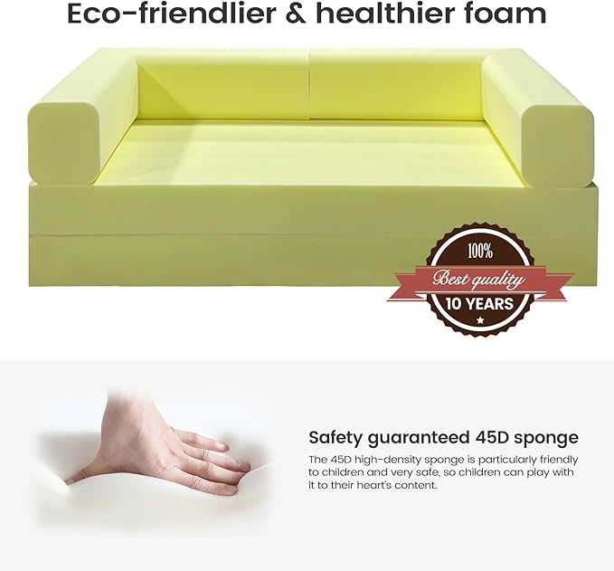 Folding Sofa Bed Convertable Corduroy Couch King Size Floor Sleeper 4-in-1 DIY Combination Modular Sofa Fold Out Futon Lounge Comfy Foldable Lazy cama for Living Room (Green)