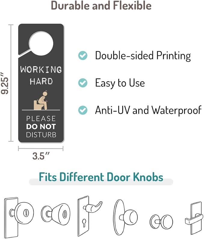 Occupied Sign for Bathroom Door, 2 Pack (Printed on Both Sides), 9.3x3.5 PVC Plastic, Funny Popping Doorhanger Do Not Disturb Sign, Gag Gift for men, Husband and Boyfriend