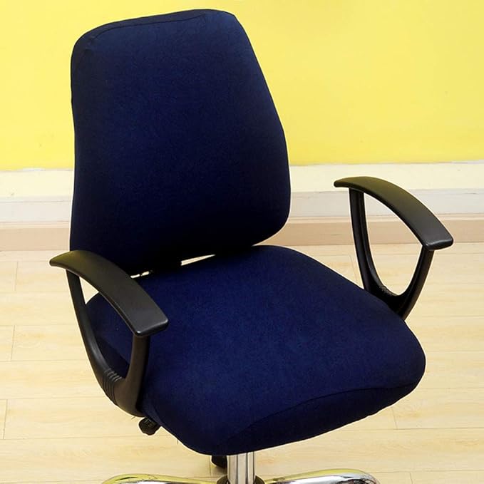 Computer Office Chair Cover, Split Protective & Stretchable Rotating Armchair Slipcover, Washable Dining Chairs Covers (Navy)