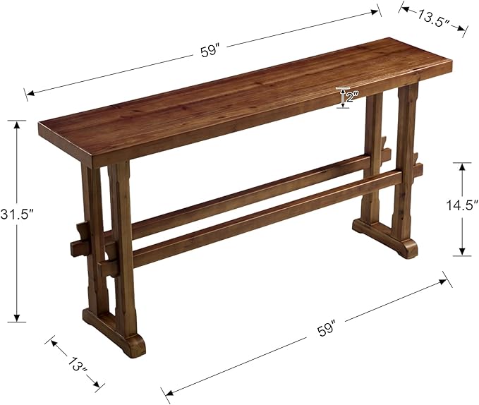 Kmax Entryway Table, 59 inchs Wood Farmhouse Console Table Boho Hallway Table Rustic Couch Table Behind Sofa for Outdoor Entrance Living Room - Walnut