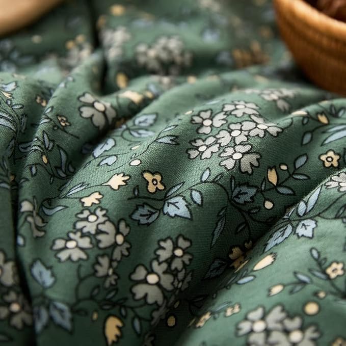 Vintage Green Floral Duvet Cover Full Size Jersey Knit Cotton Chic Floral Bedding Set Garden Style Botanical Flower Comforer Cover Floral Cottagecore Bedding Set 1 Duvet Cover with 2 Pillowcases