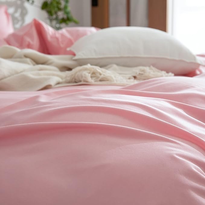 Pink Comforter Set - Twin, 2 Pieces, Soft, Lightweight, Warm & Fluffy, All Seasons, 1 Comforter & 1 Pillowcase