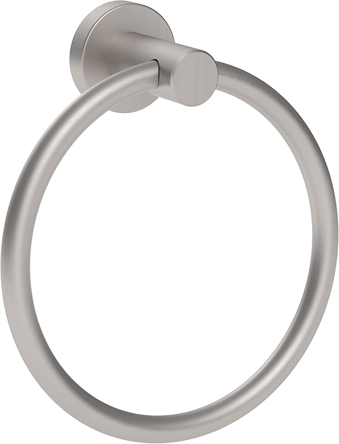 Brushed Nickel Towel Ring, Hand Towel Holder for Bathroom Kitchen Modern Rounded Base Wall Mount SUS304 Stainless Steel