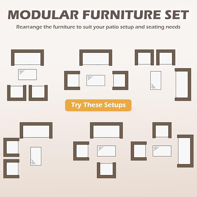 FDW | 4-Piece Patio Furniture Set | Gray & Blue | Outdoor Wicker Furniture with Coffee Table | Modern Rattan Chairs Conversation Set | Outdoor Seating | Weather-Resistant | for Porch, Garden, Lawn