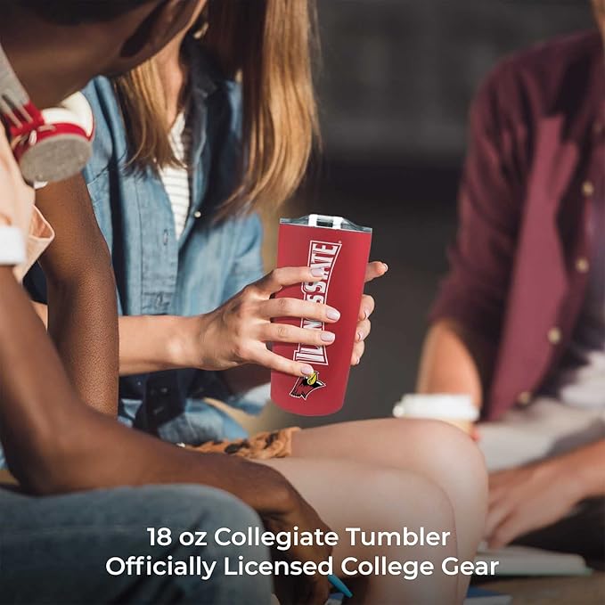 Campus Colors NCAA Stainless Steel Tumbler perfect for Gameday - 18 oz - Double Walled - Keeps Drinks Perfectly Insulated (Illinois State Redbirds - Red)