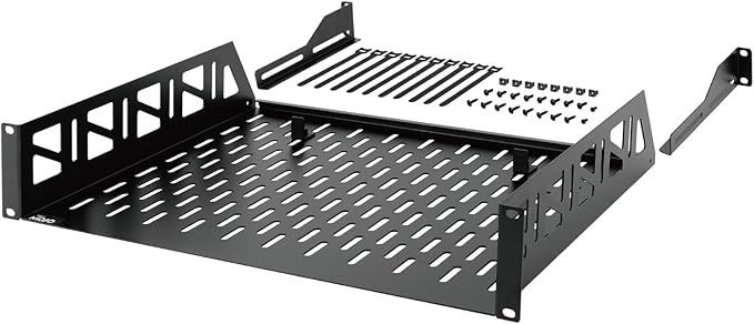 Tecmojo 2U Rack Shelf,19 inch Server Rack Shelf 14 inch Depth,Weight Capacity 110Lbs/50kg,Rack Mount Shelf for 19" Network Racks & Cabinets,with Complete Accessories
