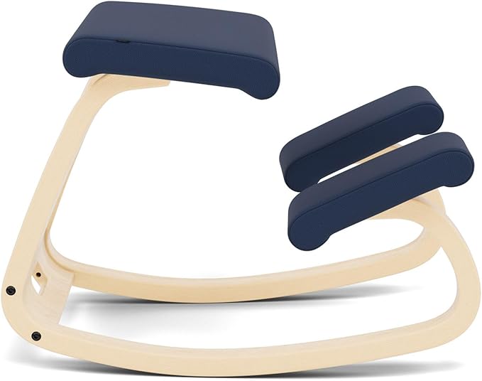 Varier Variable Natural/Blue Ergonomic Office Kneeling Chair – Active Sitting, Rocking Seat for Home, Study & Posture Support – 10 Year Quality Guarantee