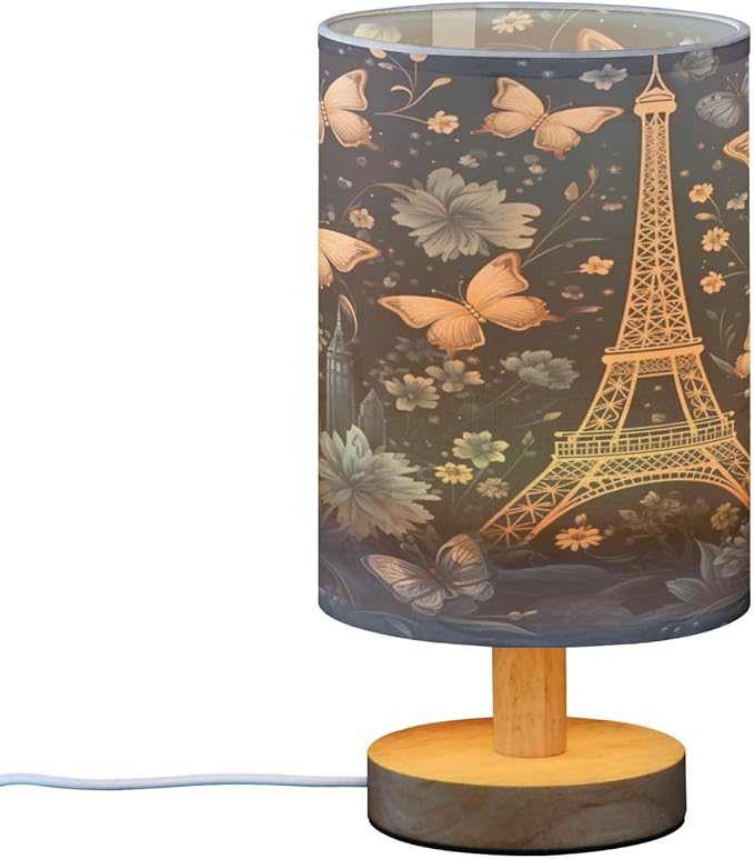Butterflies Eiffel Tower LED Table Lamp for Bedroom Bedside Lamp with USB Charging Ports Decor Nightstand for Living Room Reading Dorm Desk Home Office