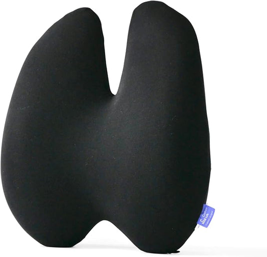 C CUSHION LAB Extra Dense Lumbar Pillow - Patented Ergonomic Multi-Region Firm Back Support for Lower Back Pain Relief - Lumbar Support Cushion with Strap for Office Chair, Car, Sofa, Plane - Black