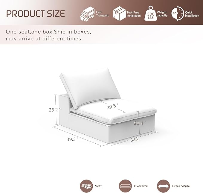 Modular Sectional Sofa,Extra Comfty Deep-Seat-Filled Couch, Modern Couches for Living Room,Apartment,Office,Small Space