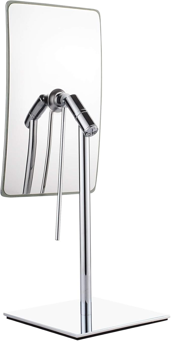 DOWRY 8 Inch 3X Magnified Tabletop Rectangular Adjustable Makeup Mirror,304 Stainless Steel, Gifts for Women Wife Mom Teengirls Polished Chrome (3X)