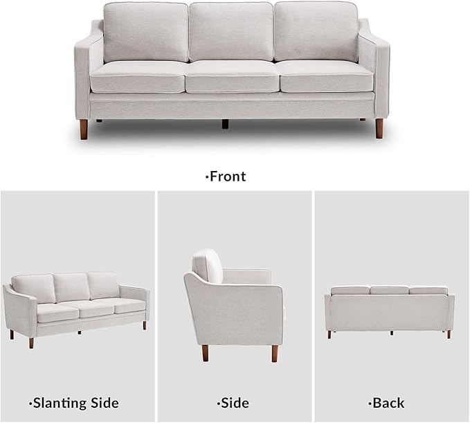 Kingfun Living Room Furniture Sets, Armchair and 2 Loveseat, Mid Century Modern Sofa Set, Chenille Couch with Solid Wood Frame for Living Room & Bedroom, Silver Gray