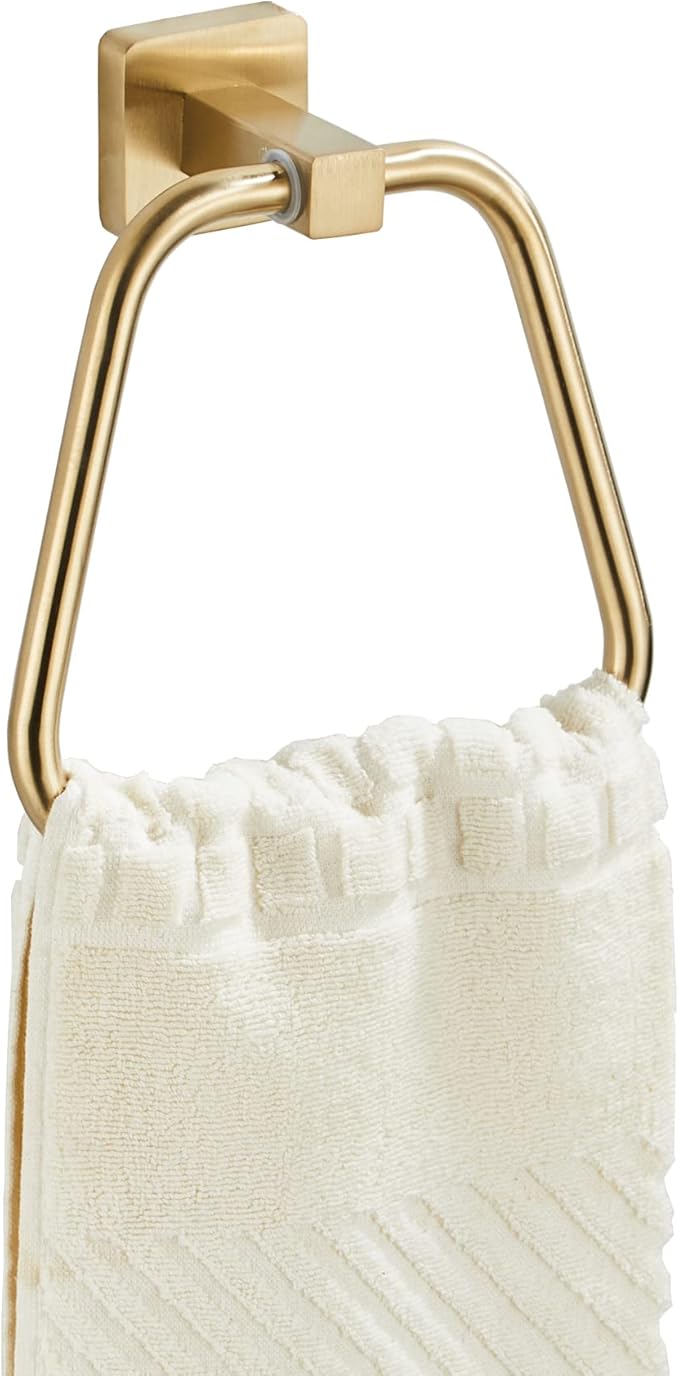 Brushed Gold Towel Ring for Bathroom 2 Pack, Kitchen Bath Towel Holder Hangers Wall Mount Heavy Duty Stainless Steel