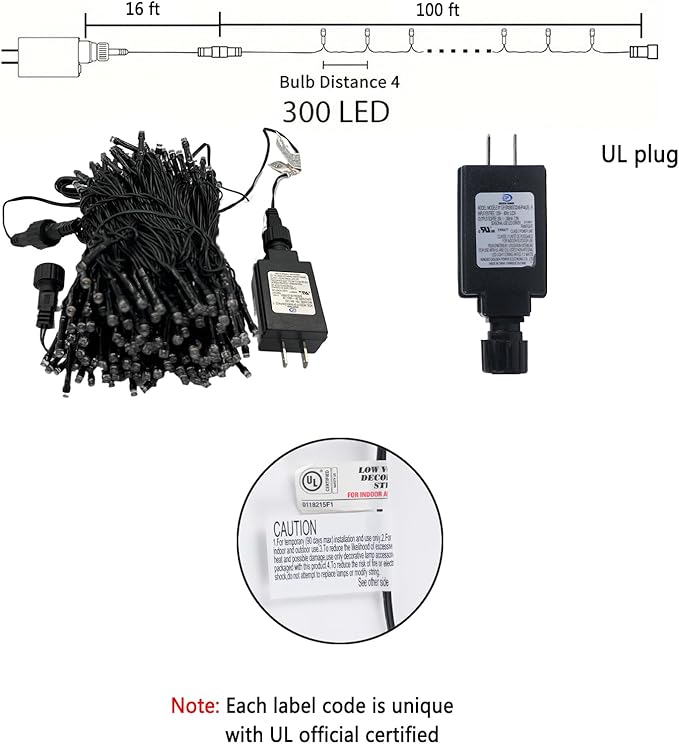 Kwaiffeo Christmas String Lights, 100FT 300LED 8 Modes Connectable Waterproof Warm White Christmas Lights Outdoor Indoor, Twinkle Fairy Lights for Room Bedroom Wedding Holiday Xmas Tree Decorations