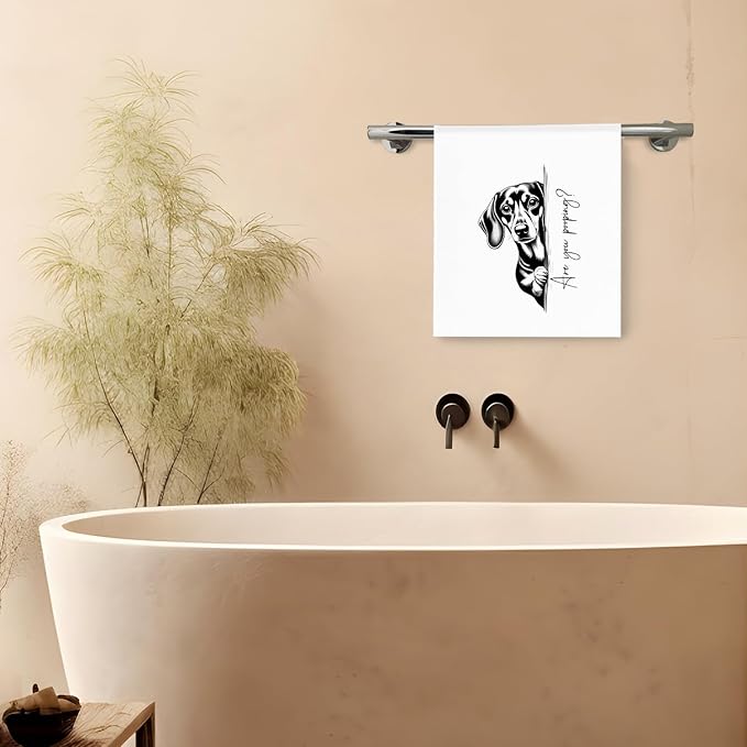 Funny Dachshund Dog Hand Towels, Dachshund Bathroom Decor, are You Pooping Weiner Dog Decorative Hand Towels for Bathroom Washroom Restroom Toilet, 16x24 Inch Set of 2