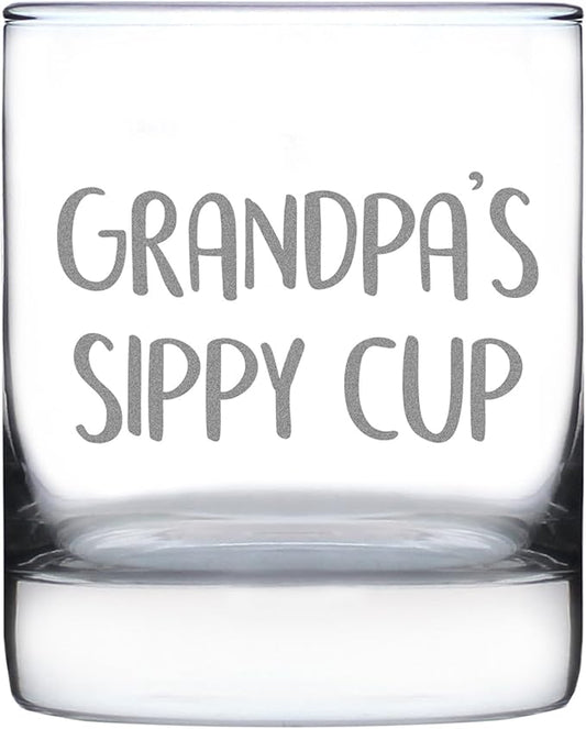 Grandpa's Sippy Cup - Unique Whiskey Rocks Glass for Grandfathers - Fun Grandpa Gifts - 10.25 Oz