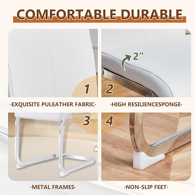 63'' Glass Dining Table Set for 6, Kitchen Table Chairs Set of 6, Clear Glass Dining Table with Black unique design Leg and Silver Metal Base, 6 PU Dining Chairs with Metal Legs, Living Room, Kitchen.