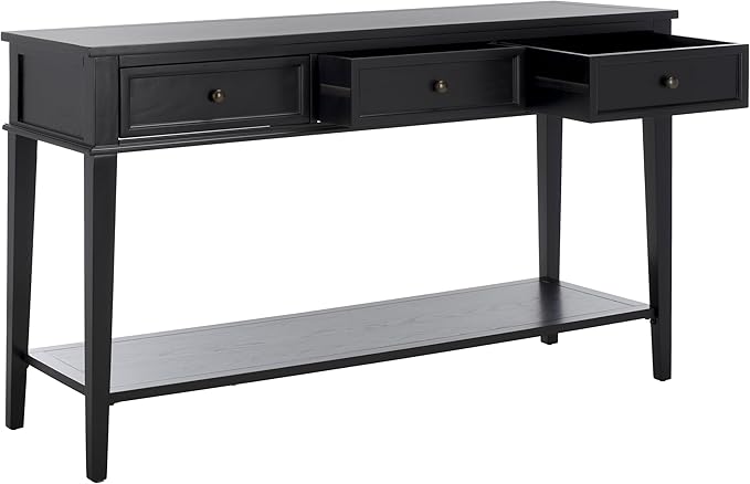 SAFAVIEH Home Collection Manelin Black/Antique Gold 3-Drawer Console Table for Living Room Foyer Bedroom Hallway Entryway Office
