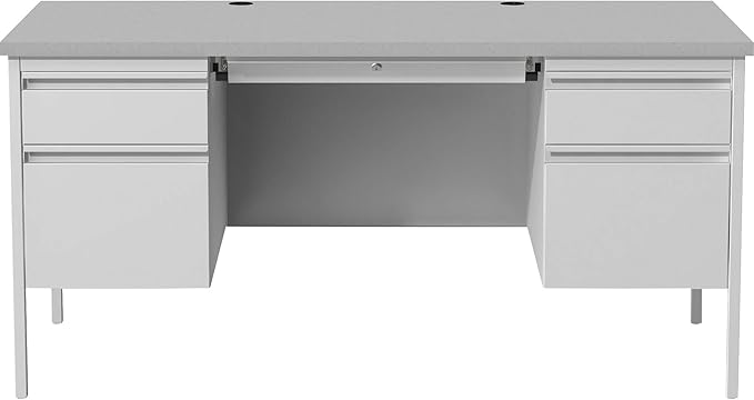 Lorell, LLR60935, Grey Double Pedestal Steel/Laminate Desk, 1 Each