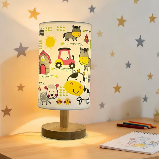 Kids Table Lamp, Boho Desk Light, 3 Level Temperature, Sturdy Wood Base, Nursery Toddler Night Light, Playroom Bedroom Lamp, Christmas Gifts for Boys or Girls