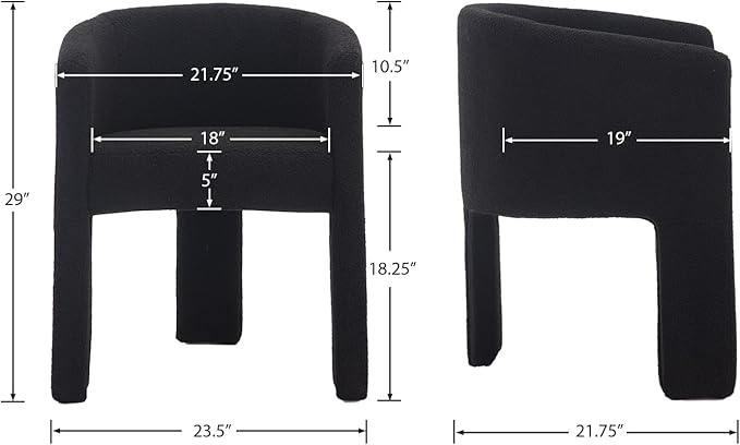 Modern Sherpa Barrel Dining Chairs Set of 5, Upholstered Boucle Dining Chairs Accent Chairs with Arms Comfy Makeup Vanity Chairs, Dining Living Room Kitchen Chairs, Black
